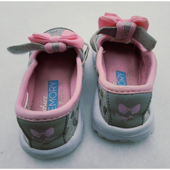 Sketchers memory foam grey pink bow toddler girl shoes size 5 - Picture 9 of 10
